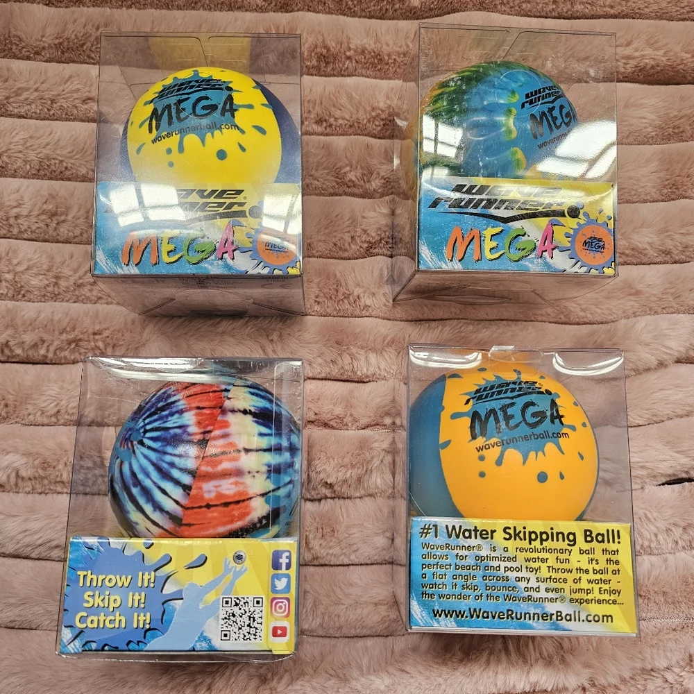 New WaveRunner #1 Mega Water Skipping Ball x4 Assorted Balls